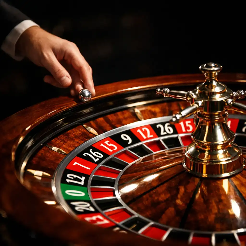 Roue de roulette physique avec croupier lançant la bille dans le casino de Saveurs et Table