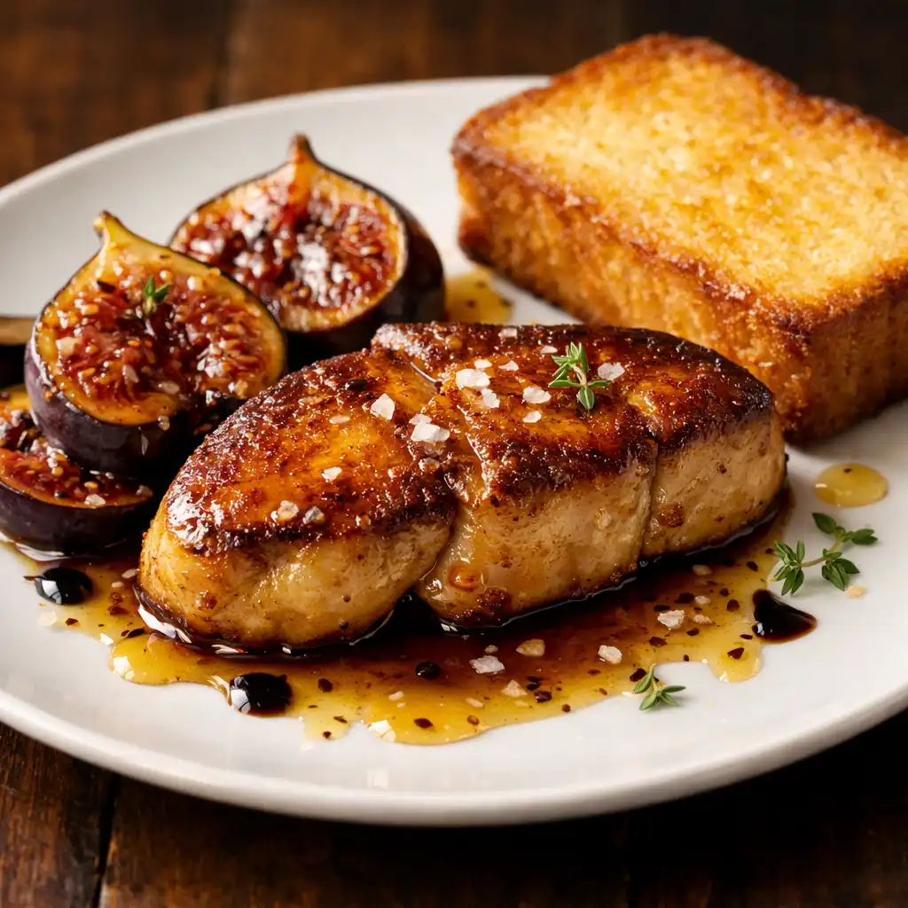 Foie gras poêlé aux figues rôties