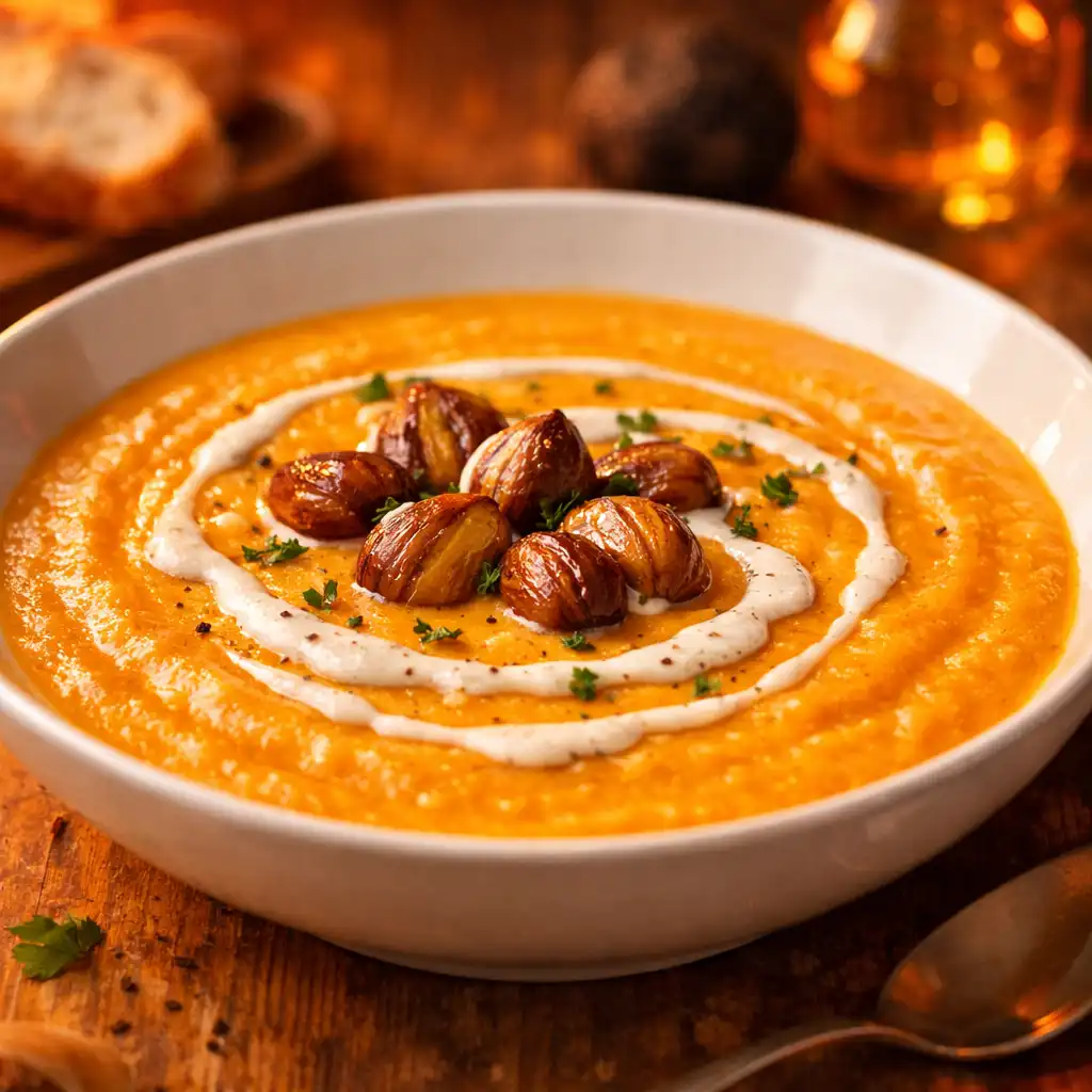Velouté de potimarron aux châtaignes