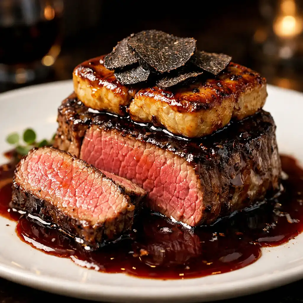 Filet de bœuf Rossini avec foie gras et truffe noire