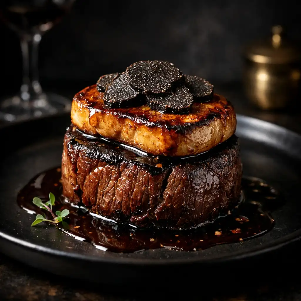 Filet de bœuf Rossini avec truffe noire et foie gras