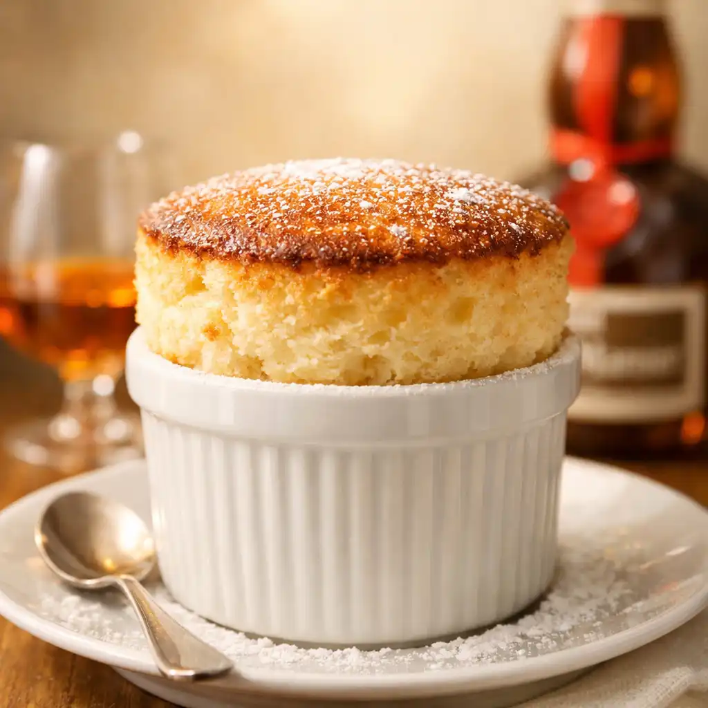 Soufflé au Grand Marnier doré et gonflé