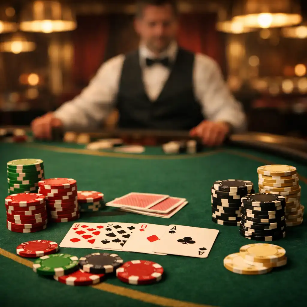 Table de poker professionnelle dans une ambiance feutrée