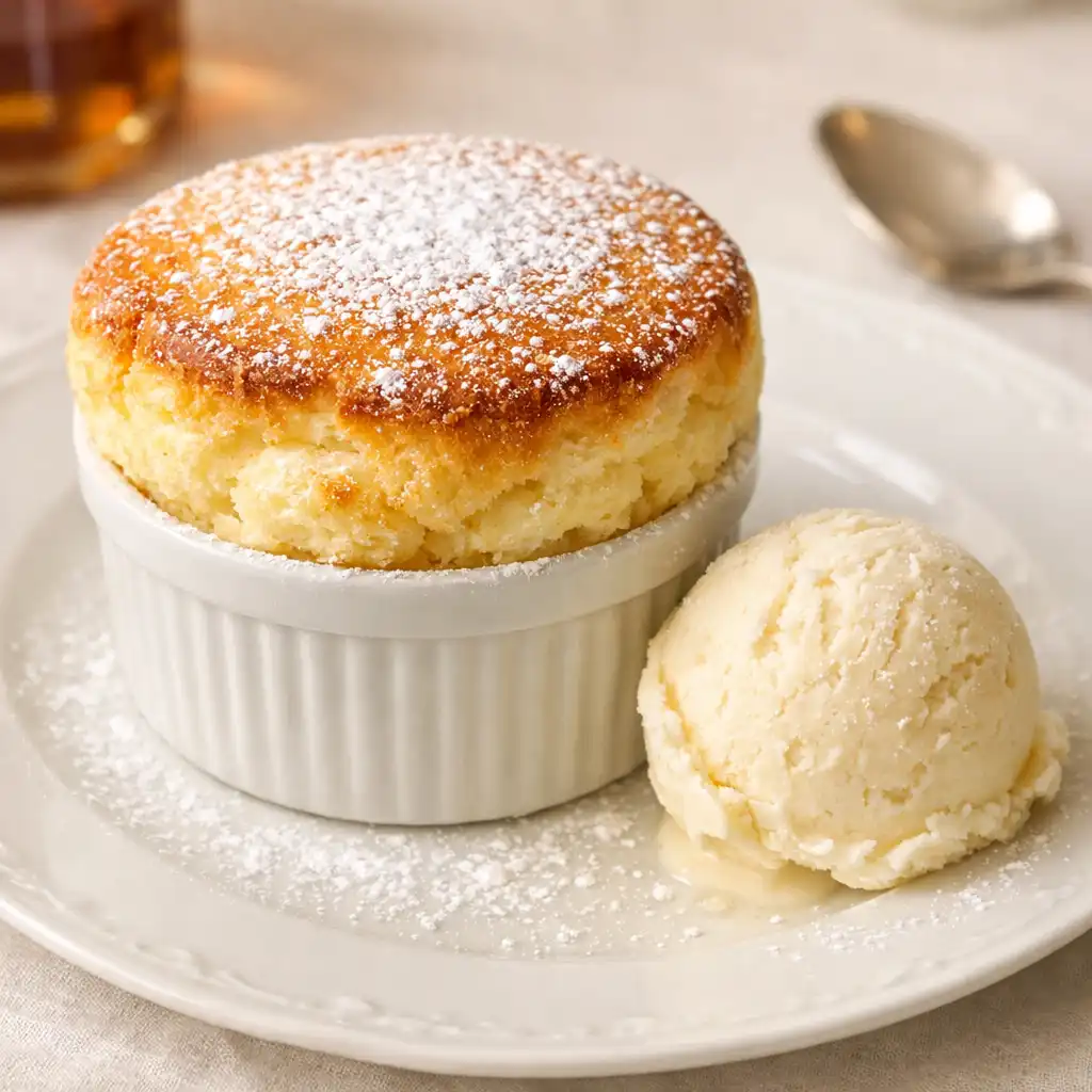 Soufflé au Grand Marnier avec glace à la vanille